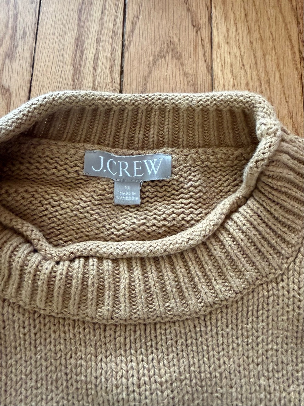 J. Crew Roll Neck Sweater in Camel/White Stripped - Picture 2 of 5